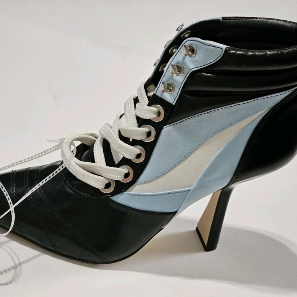 Gianni Bini Black and Light Blue Heeled Boots